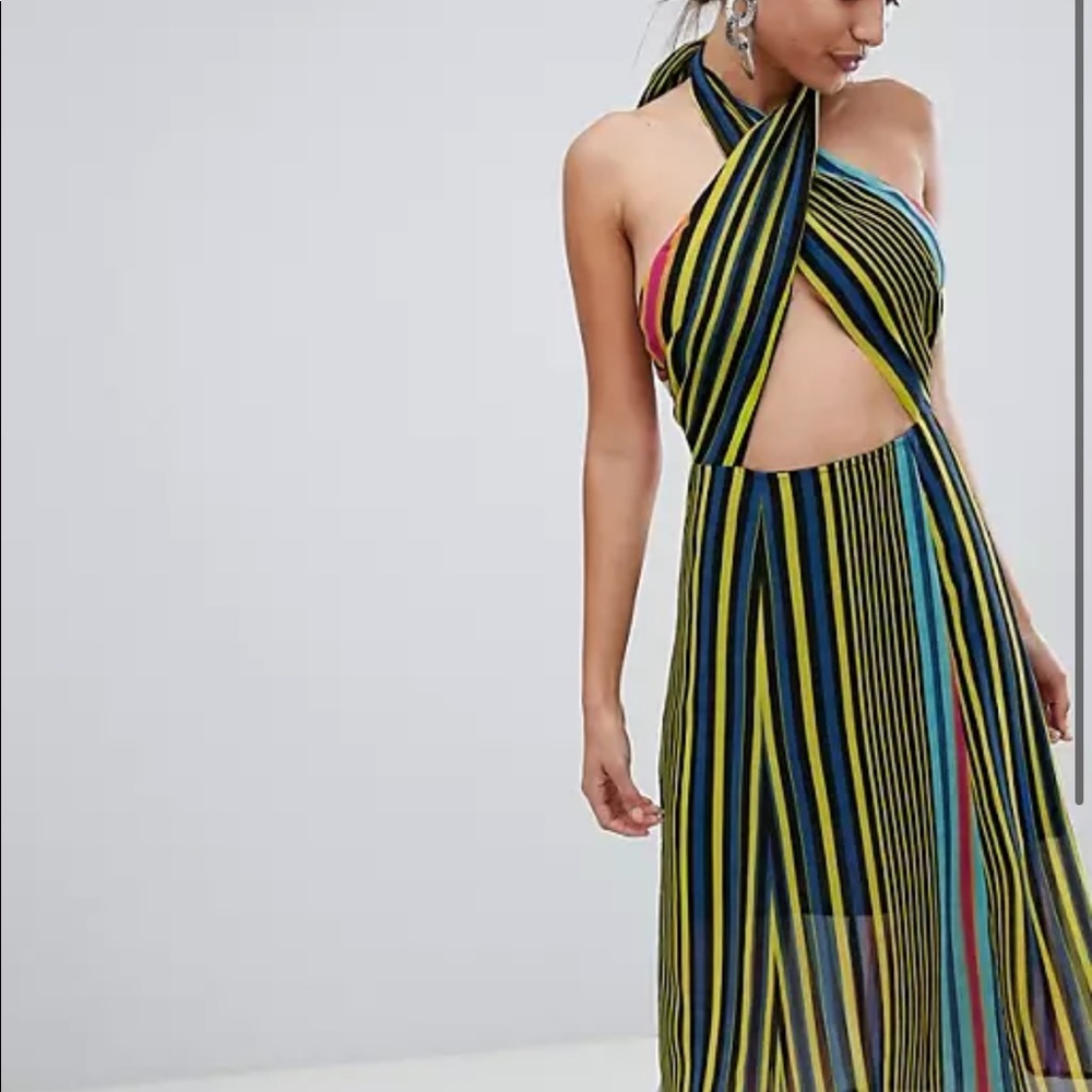 ASOS halter neck stripe dress